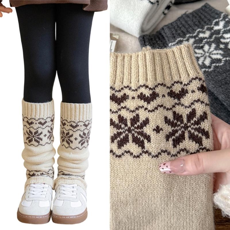 Kids Leg Warmers Socks Cover Stretchy Ribbed Design Cosy Warm Winter Socks For Girls Sweet Inspired Outfit