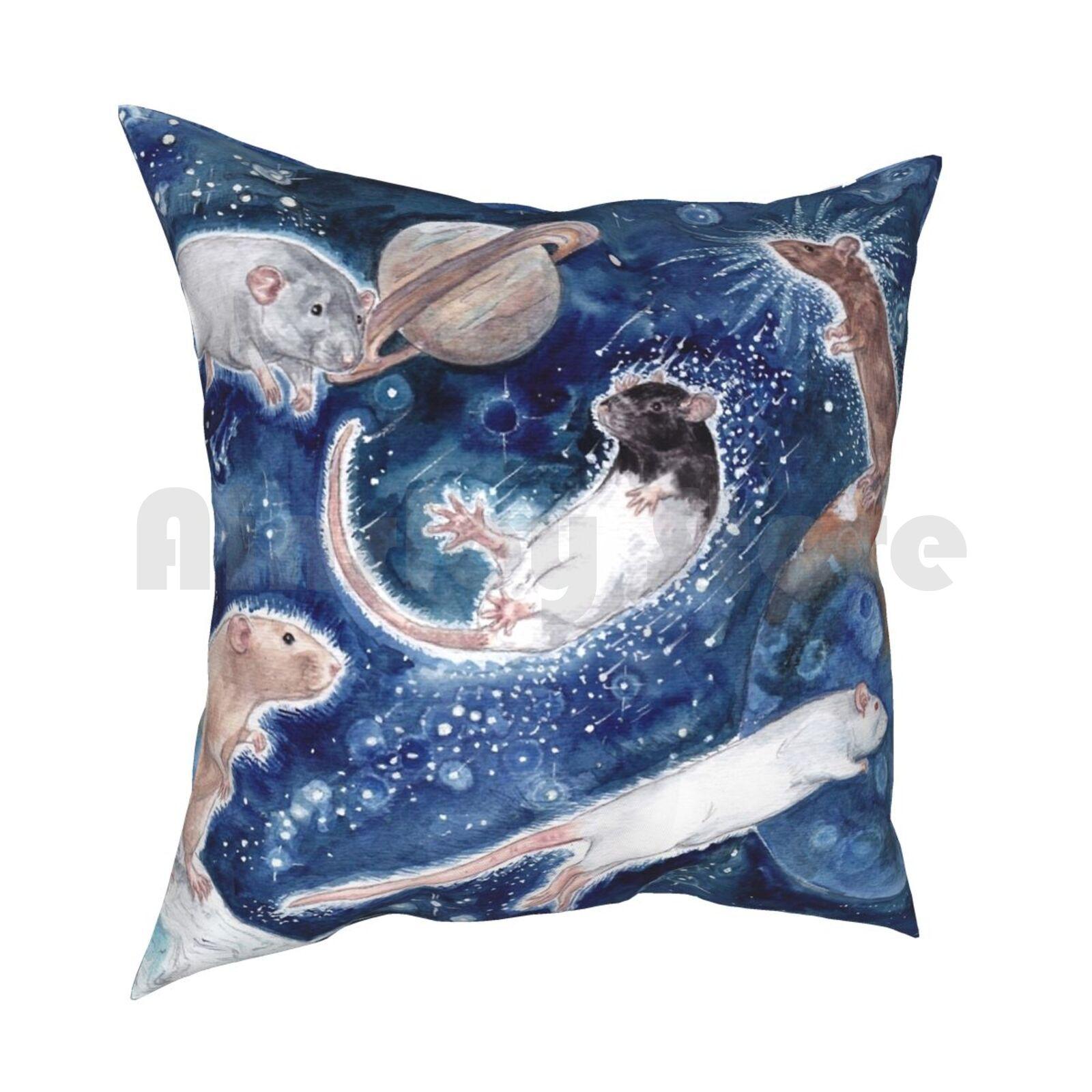 Rats Are Stars Spelled Backwards Pillow Case Printed Home Soft Throw Pillow Rat Pet Rat Outer Space Planets Stars 30x30cm 12x12in