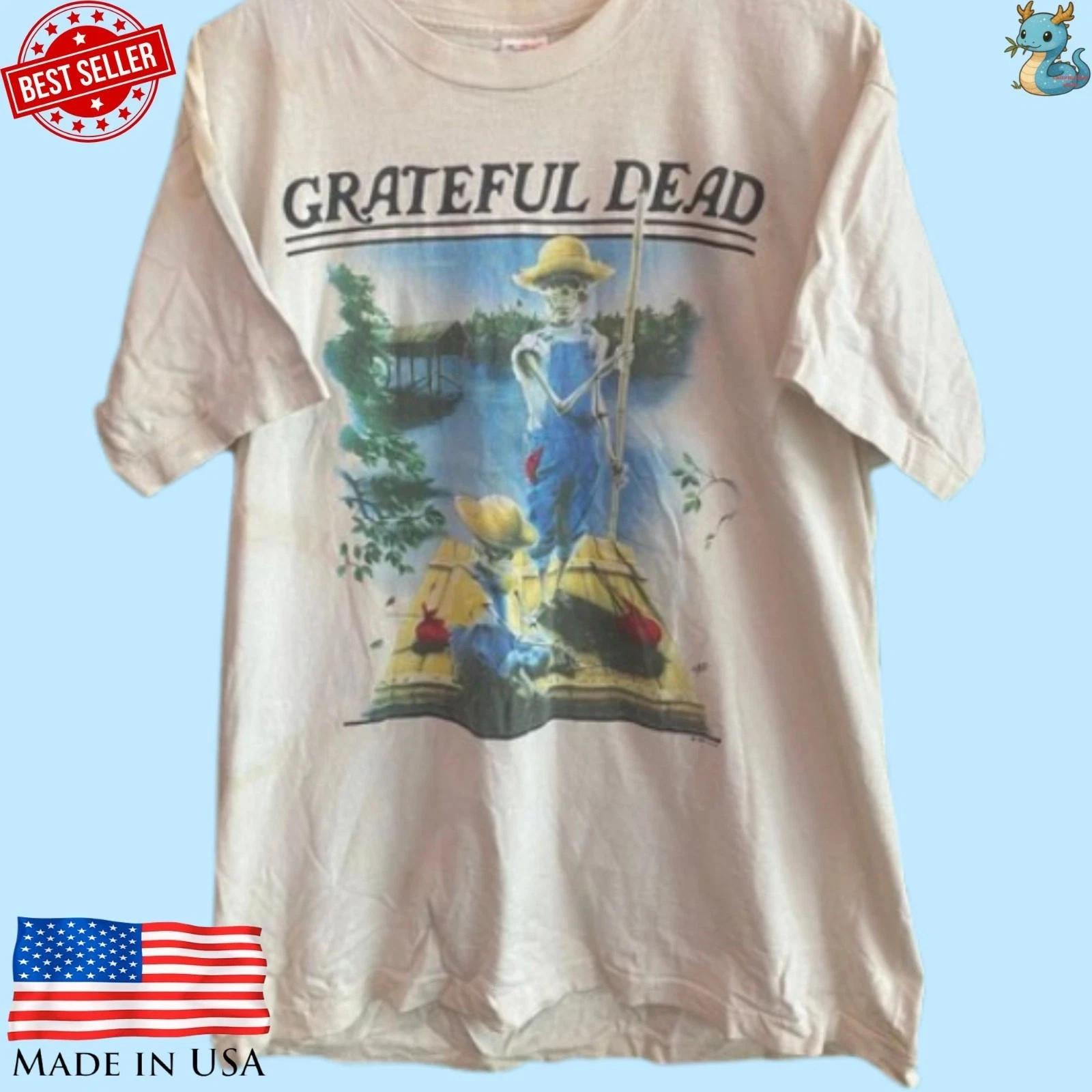 Grateful Dead 1995 Spring Tour T Shirt Vintage Band Tee White Unisex Reprint Gif L
