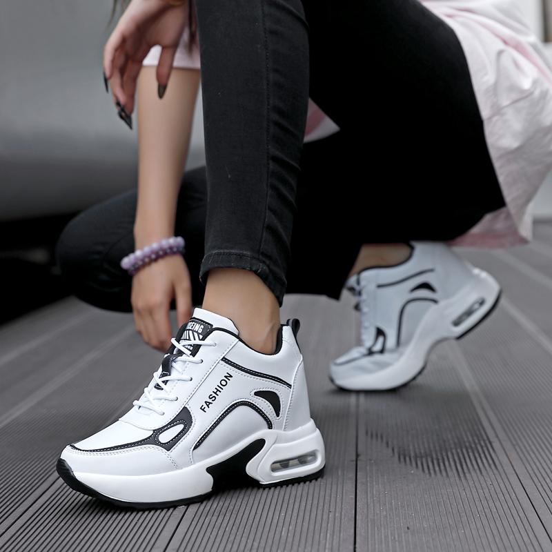 Fashion Autumn low cut Women's Shoes Fashion High Heels Wedge Platform Lace Up Casual Sneakers Breathable Comfortable Sport Shoes