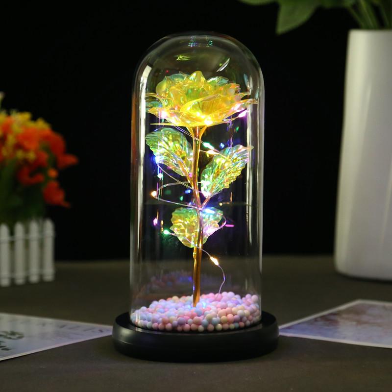 Gold Rose Glass Cover Ornament, Creative Mother's Day Valentine's Day Gift, Simulated Flower Ornament