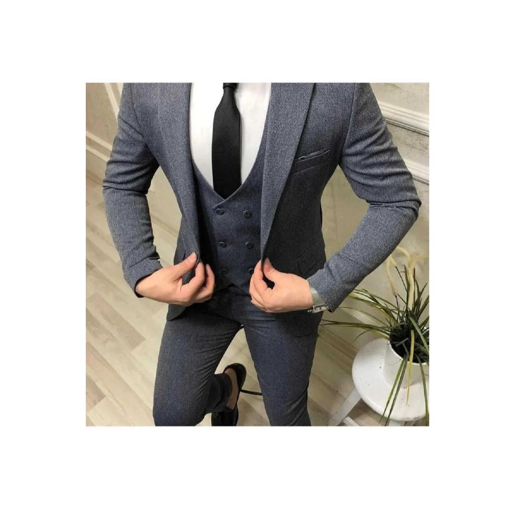 Men's Slim-fit Vest Suit (collar Ornament And Tie Gift)