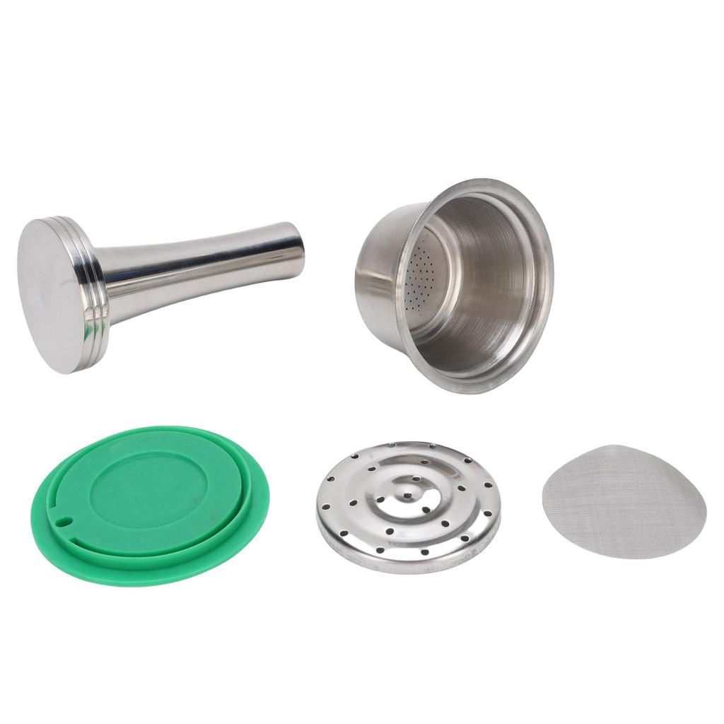 Coffee Capsule Reusable Stainless Steel Coffee Pod with Coffee Tamper Spoon Brush Coffee Machine Supplies