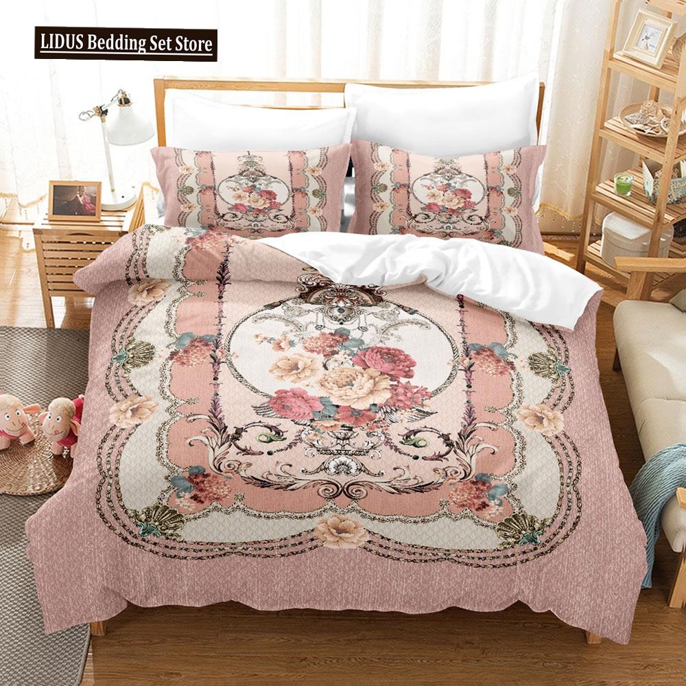 Flower Duvet Cover Set Colourful Flower 3D Print King Queen Full Size Polyester Comforter Cover With Pillowcases For Girl Kid