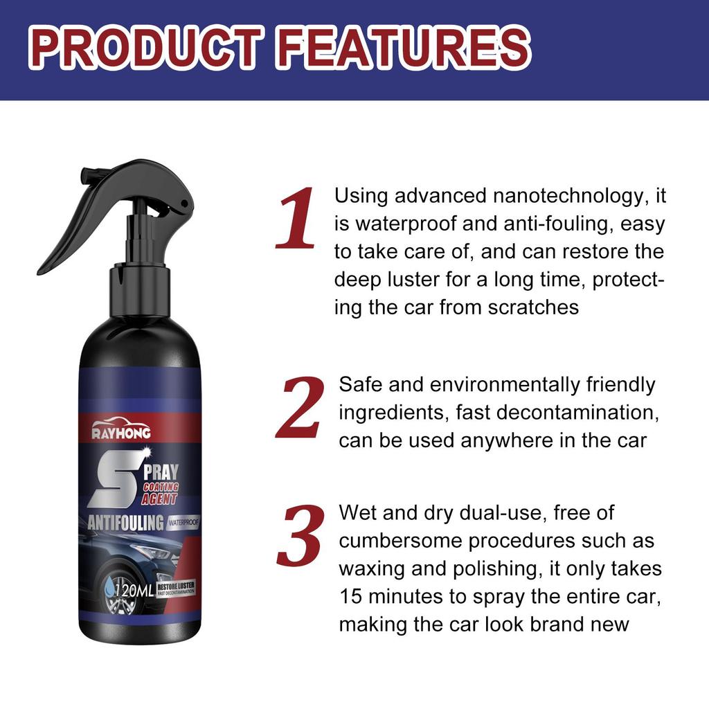 Rayhong car coating spray maintenance paint decontamination brightening Nano coating car coating care spray 120ml