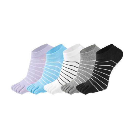 1 Pair Women Socks Five-Toed Split-Toe Design Anti-Odor Sweat-Absorbent Shallow Mouth Socks Sports Daily Wear