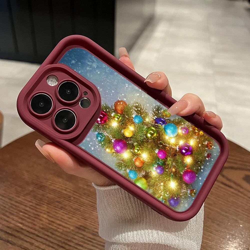 Ae114 Merry Christmas Christmas Tree Art Phone Cases for iPhone 16 14 13 11 Pro Max 15 7 8 6s Plus 12 Mini XR XS Max Angel Eye Ladder Protective Cover