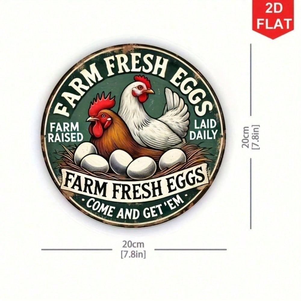 Vintage Ekul Farm Fresh Eggs Tin Sign Retro Metal Wall Decor for Kitchen Bar