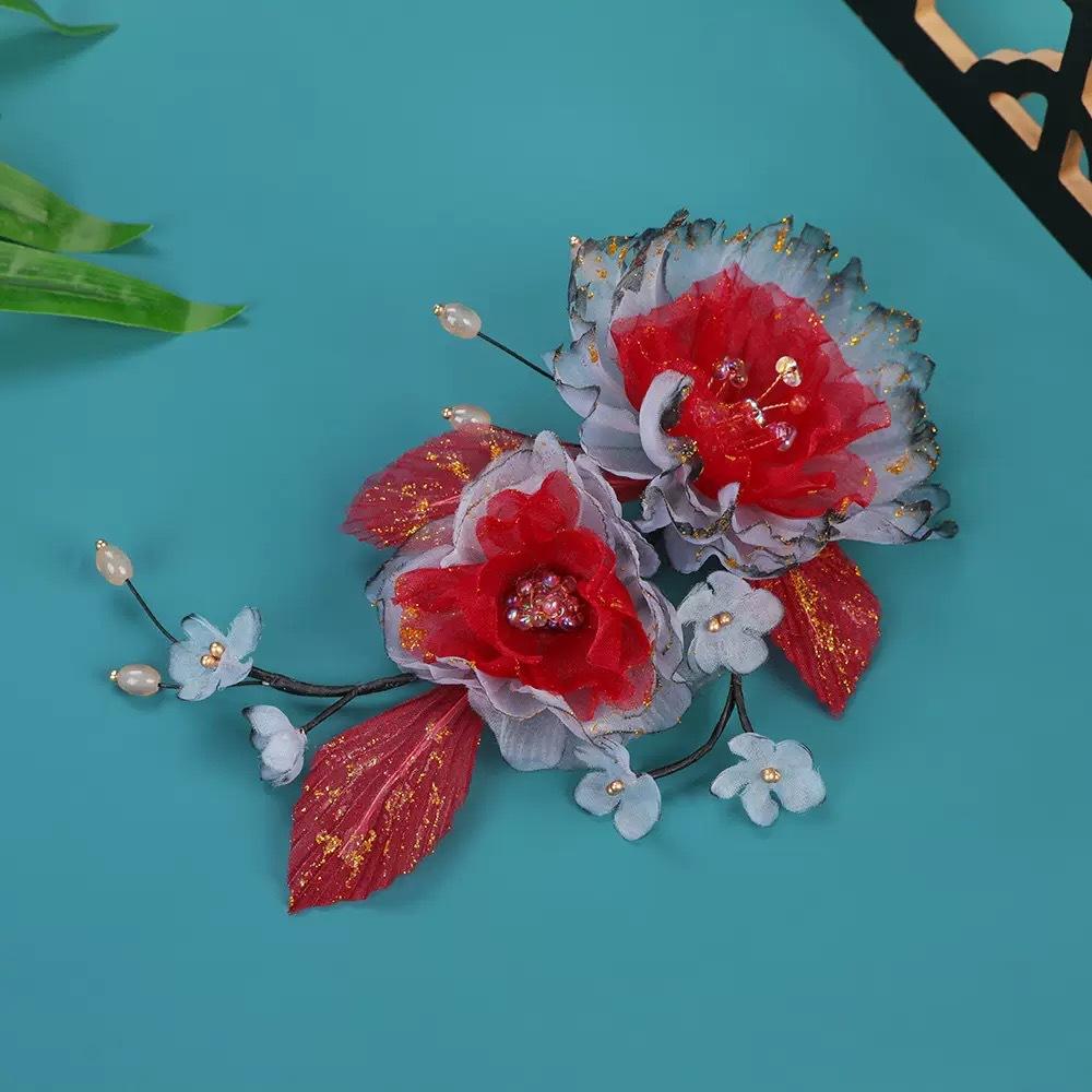 Handmade Juan Yarn Hot Flower Hairpin Peony Peony Hanbok Back Pressure Headdress Tang Style Flower Gradient Green Ancient Style Hanbok Headwear