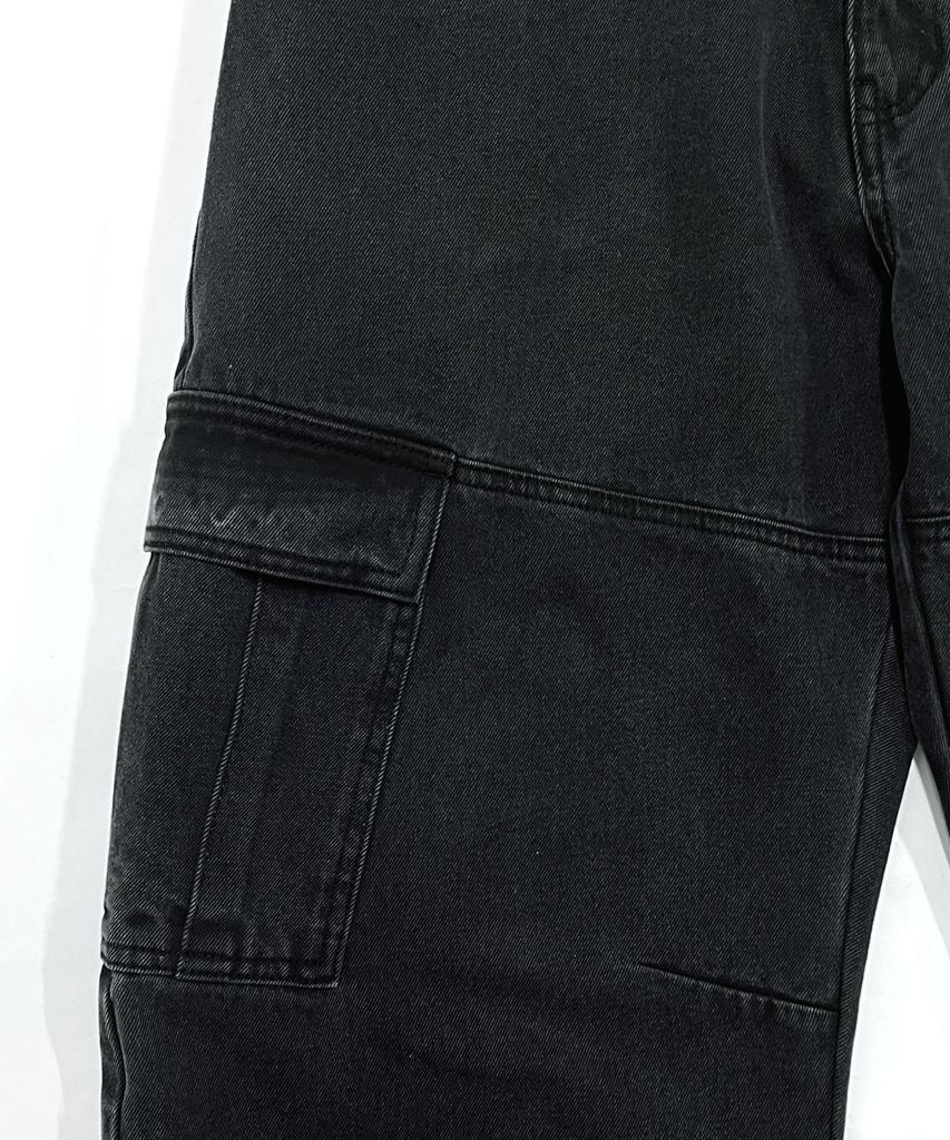 ZPLISH Stone Denim Cargo Pants Black