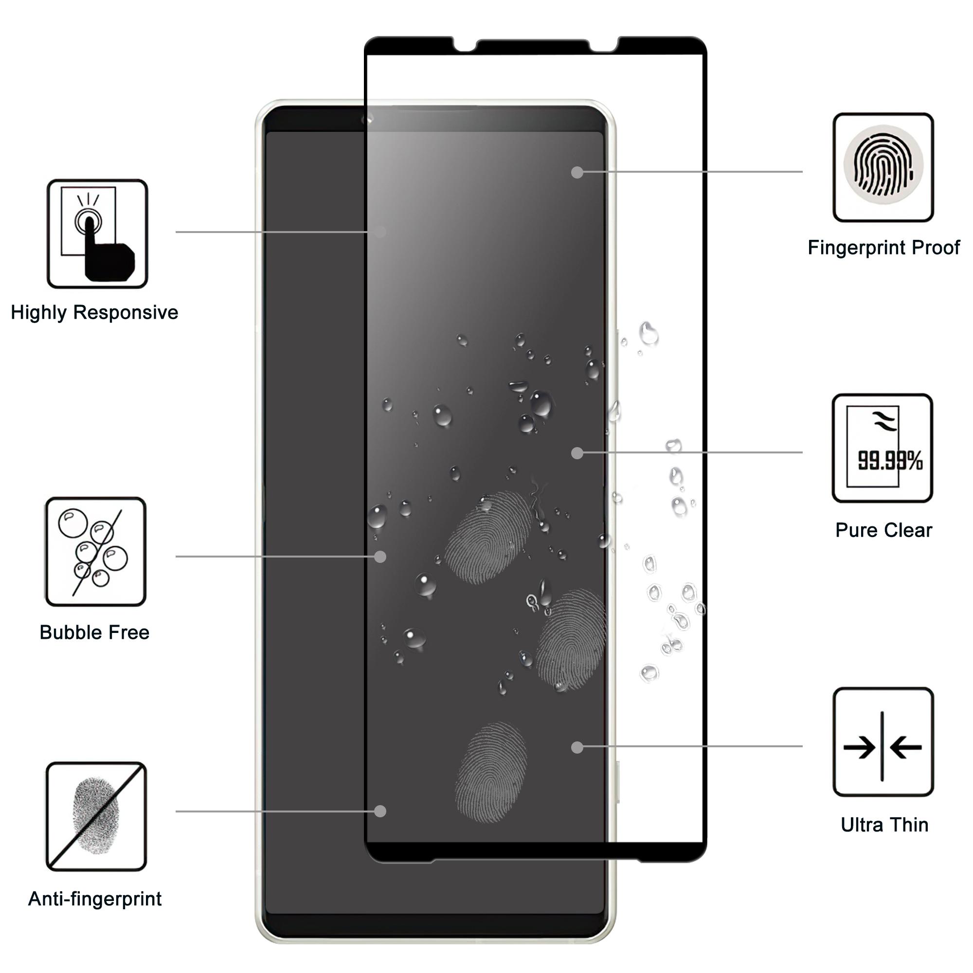 

For Sony Xperia 1 V Full Glue Screen Protector Black Edge Anti-explosion Ultra Clear Phone AGC Glass Film Type A