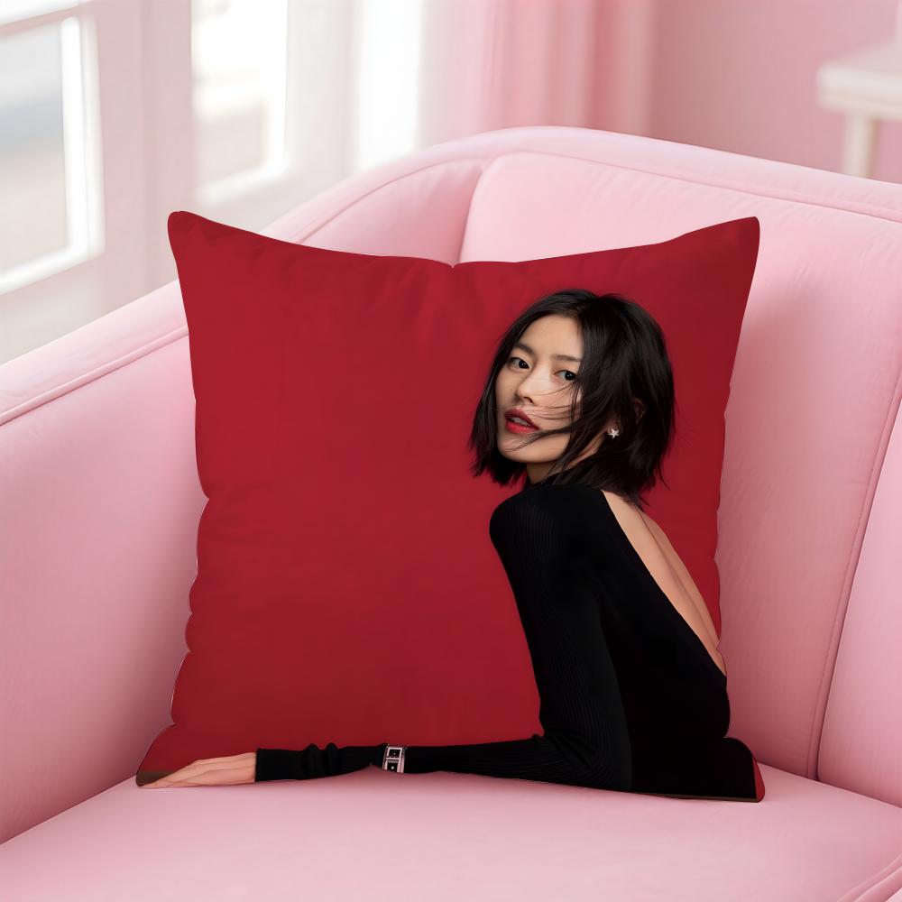 Popular Fashion Chinese Sexy Model LLiu Wen Cushion Cover Pillowcase Short Plush Invisible Zipper Room Sofa Cushion Cover