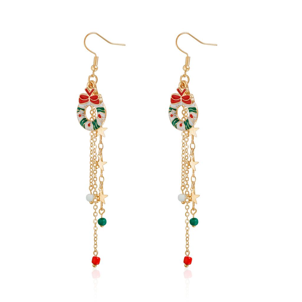Fashion Christmas Earrings Zircon for Women Christmas Tree Hat Deer Necklace Girls Party Festival Zircon Gifts
