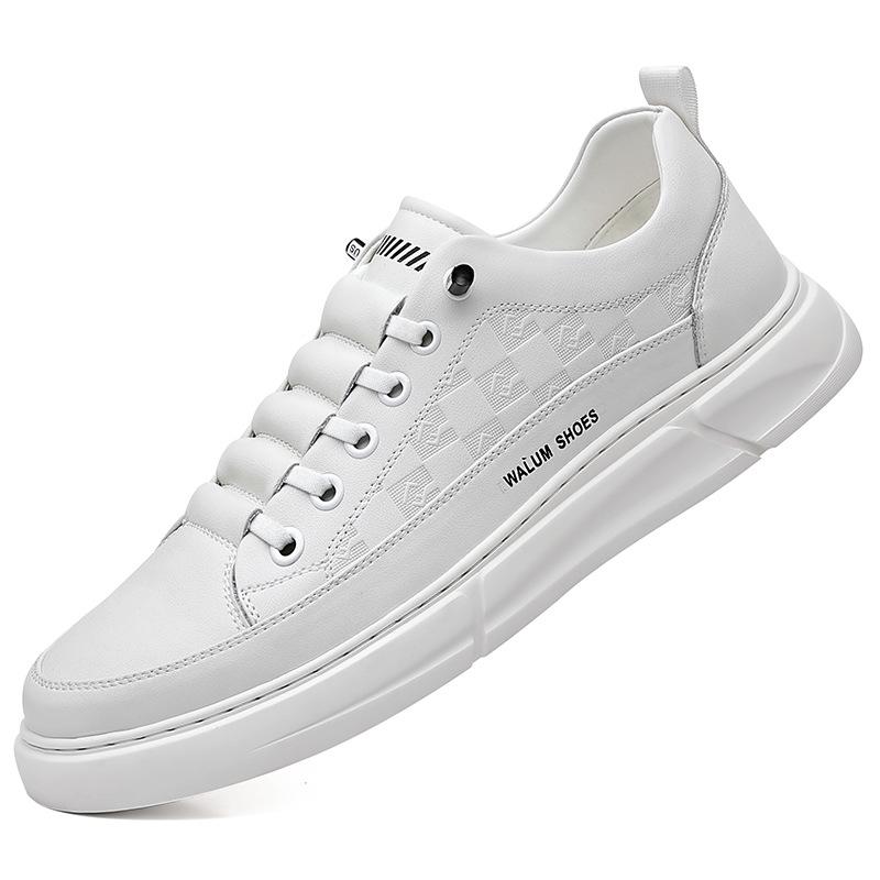 Men's shoes 2025 spring men's sports and leisure leather shoes with soft soles and breathable tide white shoes for men