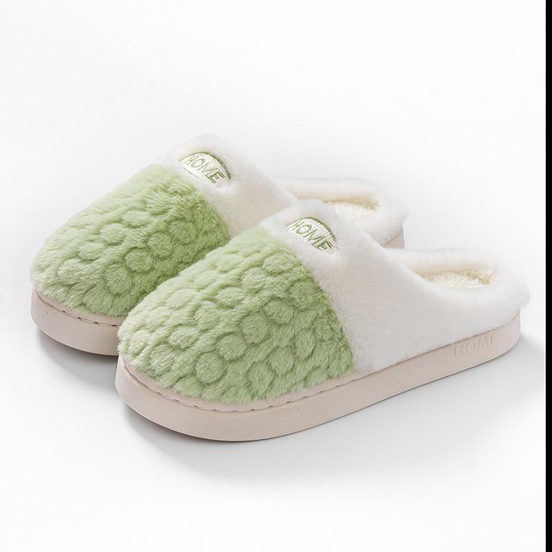 Warm Striped Non-Slip Fluffy Cotton Slippers for Men & Women