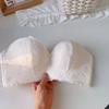 Reggiseno senza spalline pizzo penna loda reggiseno bordo antiscivolo senza ferretto intimo donne seno piccolo raccoglie reggiseno senza spalline