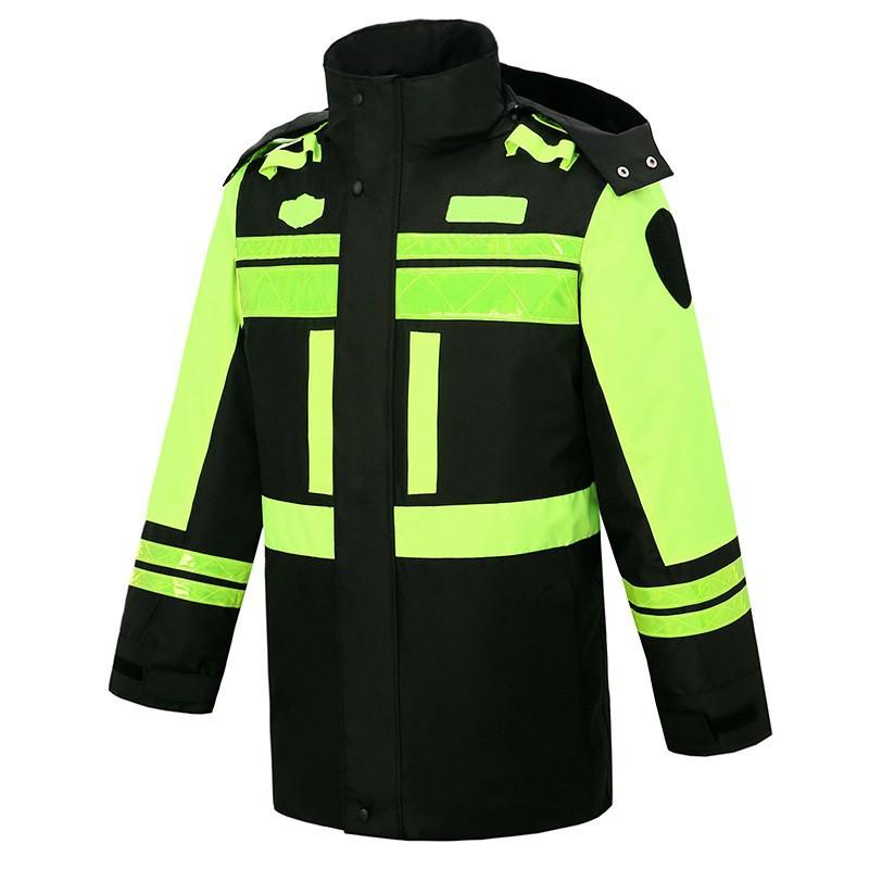 Traffic Duty Rainproof Cotton-padded Clothes Wholesale Thickened Liner Winter Cold-proof Warm Raincoat Traffic Road Administration Reflective Cotton