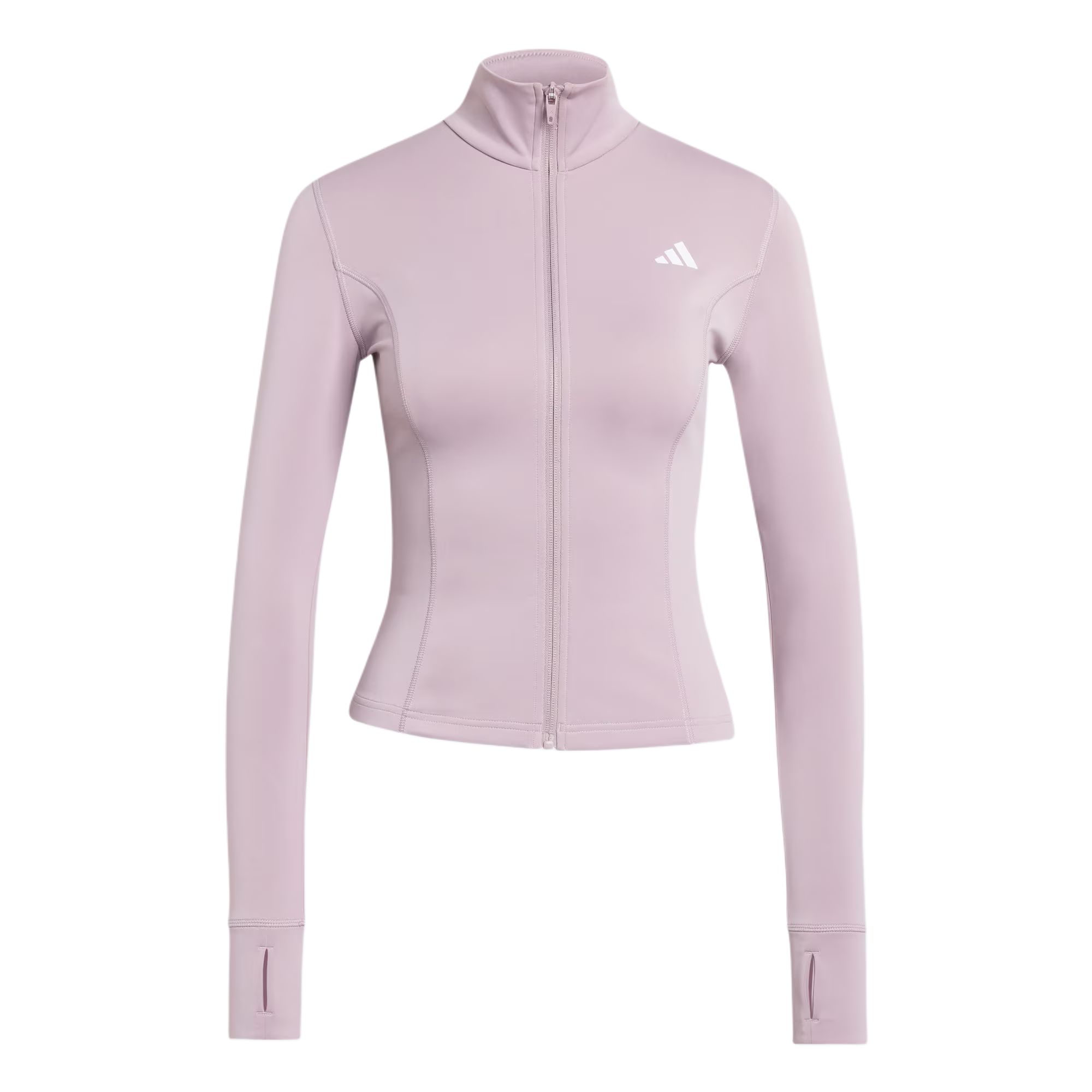 Adidas Workout Essentials Slim Fit Stretch Full Zip Mock Neck Training Jacket Women Purple KF8551 M