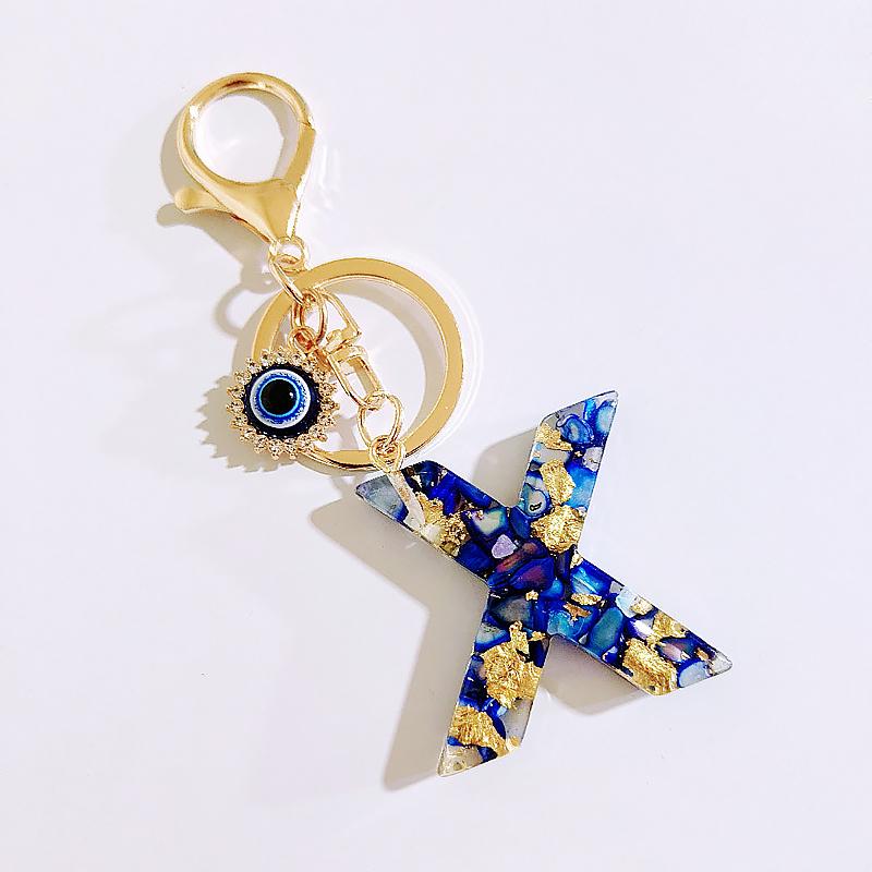 1PC Key Rings Stylish Alphabet Initial Charm Bags Eyes Fashion Resin Car Blue Phone Pendants Keychain