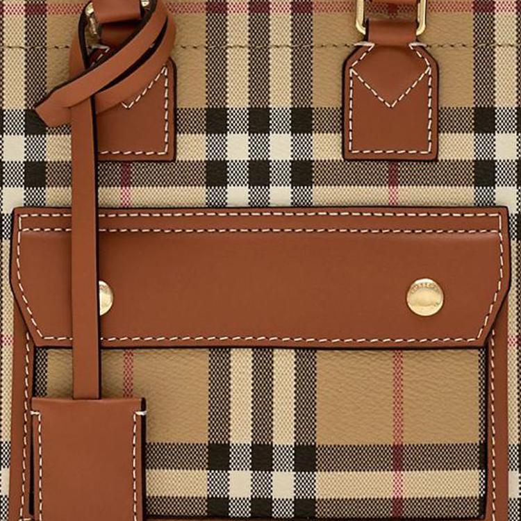 Burberry Borsa Tote Freya con Tracolla Regolabile e Rimovibile Borse Tote da Donna Classico-Beige Melange-Marrone 80975661