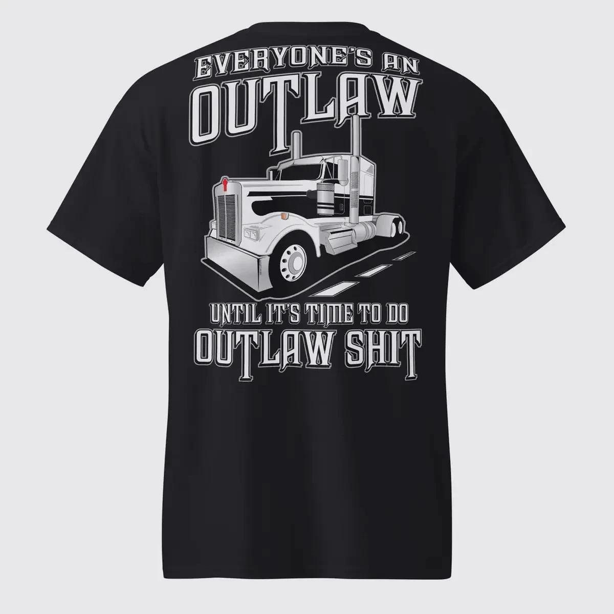 Outlaw Trucker T-Shirt Funny Semi Truck Driver Graphic Tee XS