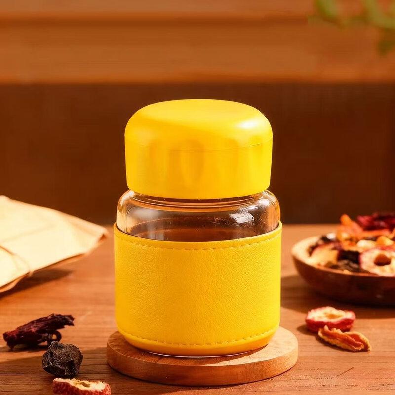 Shangqi Portable Chubby Borosilicate Glass Water Bottle