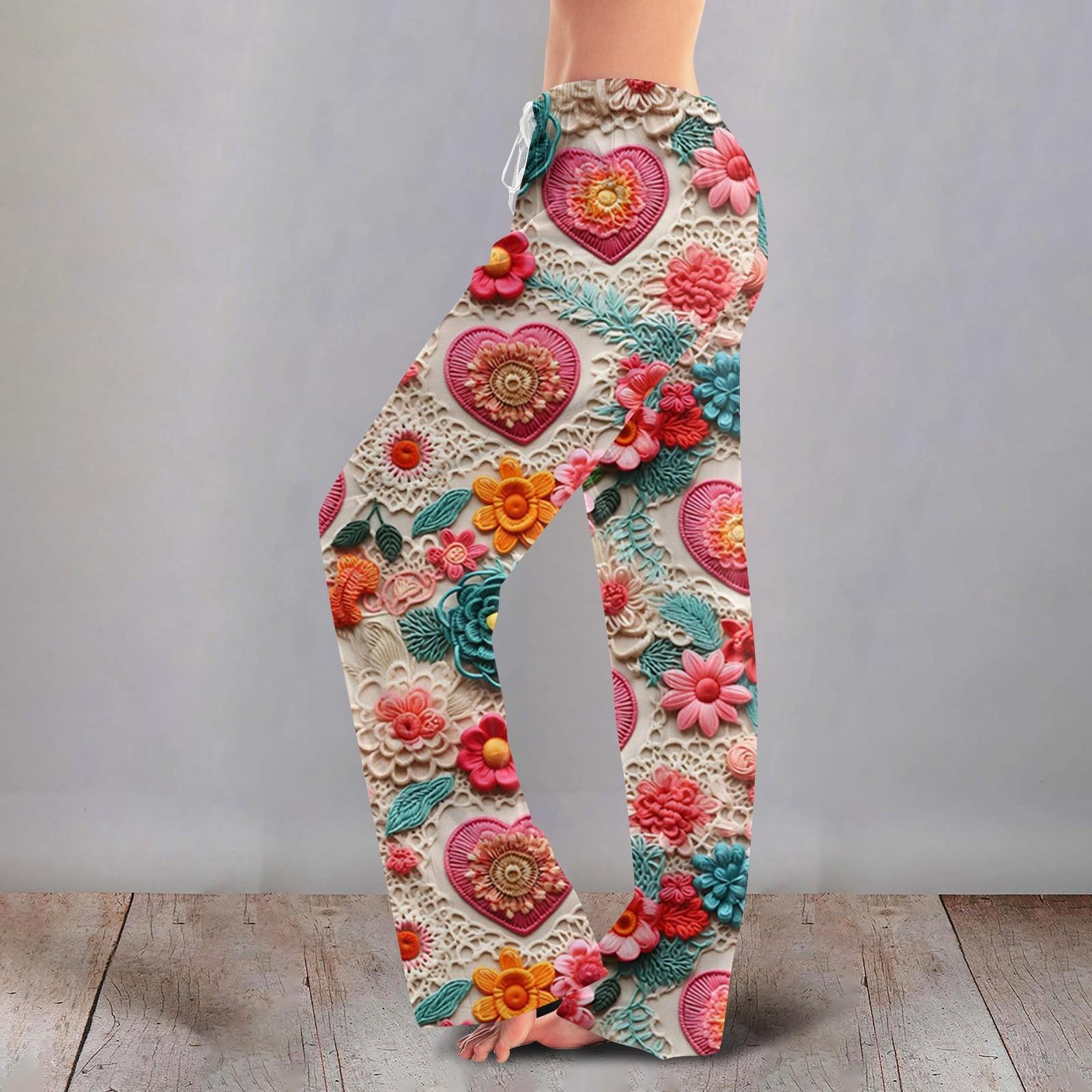 

Женские повседневные прямые брюки с принтом повседневные длинные брюки L синий