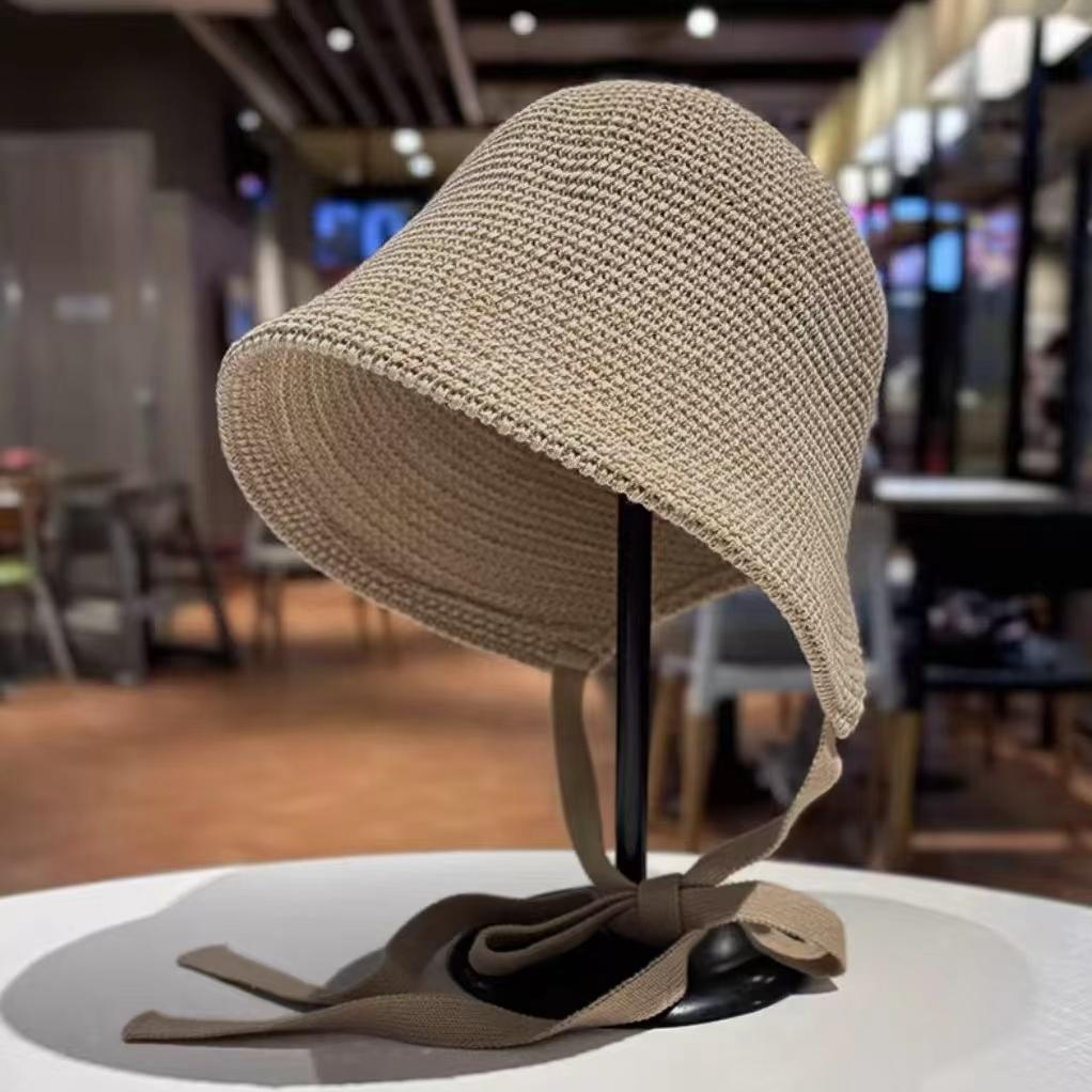 Women S Crochet Bucket Hat, Stylish Chin Strap Fisherman Hat, Breathable Lightweight Summer Beach Travel Hat