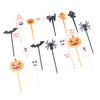 6/10/12Pcs Fruit Fork Mini Cartoon Children Snack Cake Dessert Pick Toothpick Bento Mini Lunches Halloween Party Decoration