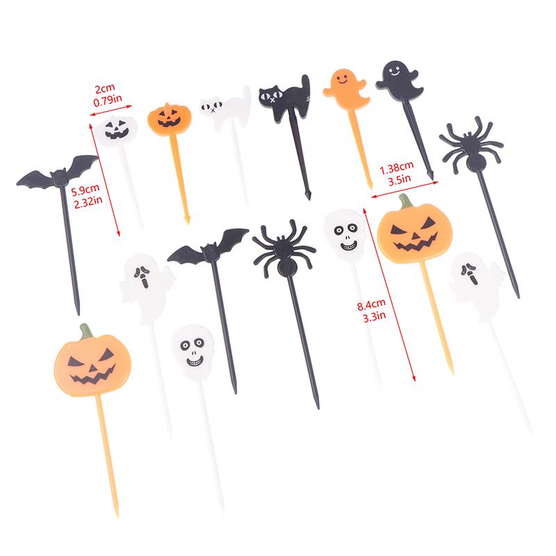 6/10/12 Stück Obstgabel Mini Cartoon Kinder Snack Kuchen Dessert Pick Zahnstocher Bento Mini Mittagessen Halloween Party Dekoration
