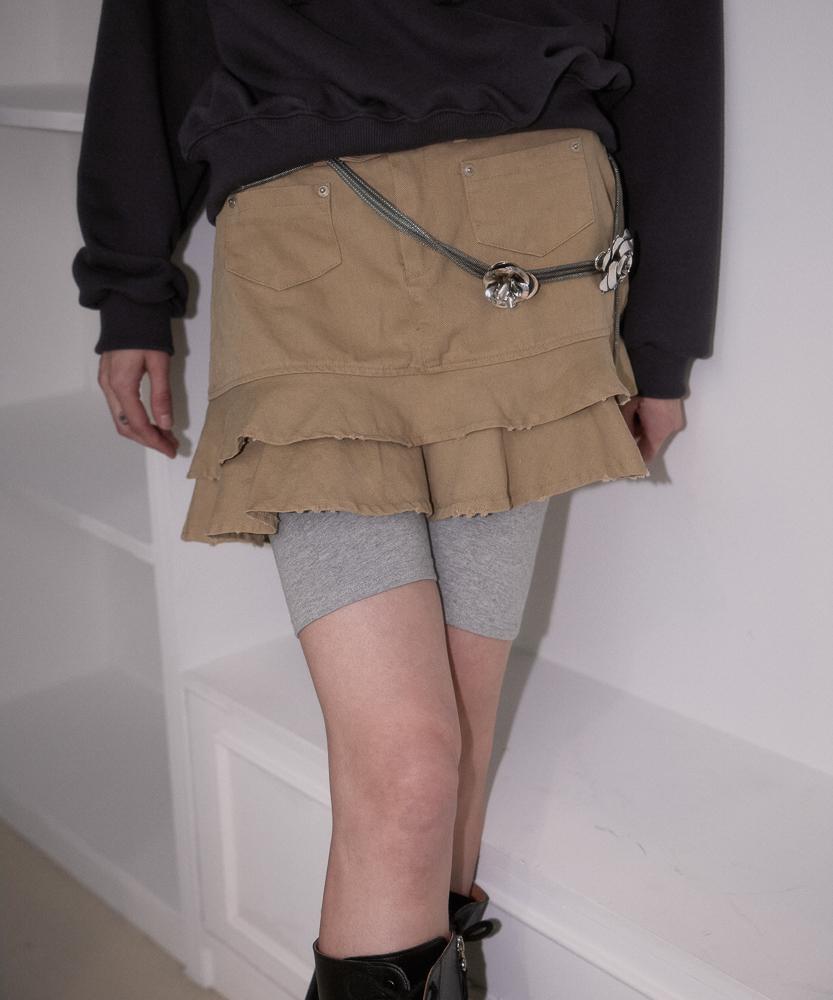 Rose Franz Rebel Layer Frill Mini Skirt [Beige]