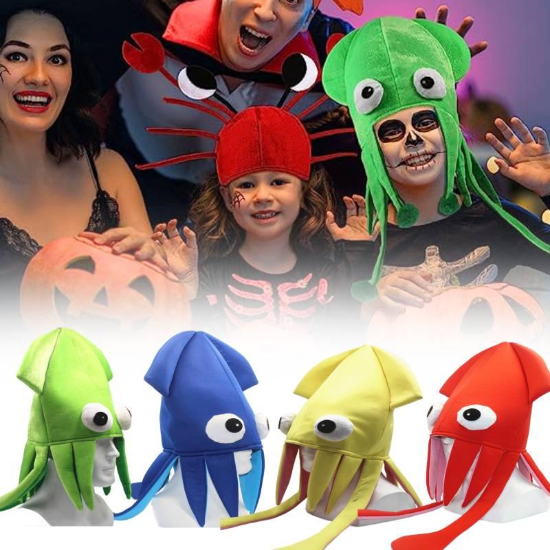 Jiaqi Aksamitny Kapelusz Kałamarnicy Możliwość Personalizacji Zabawny Rekwizyt na Imprezę na Występy i Cosplay