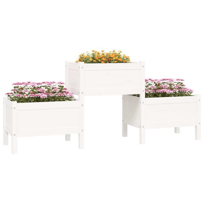 822248 vidaXL Planter White 178.5x44x75 Cm Solid Pine Wood