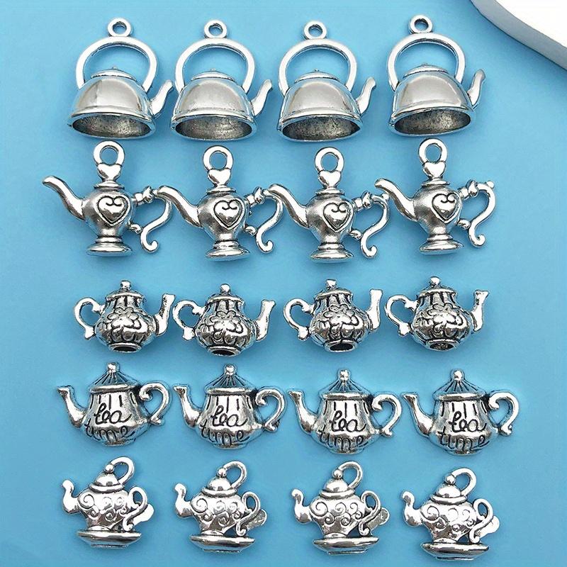 20 ks/šarže Vintage Antický Stříbrný Barevný 3D Konvička Šálek na Čaj Přívěsky Ideální Pro Klíčenky Náramky Náhrdelníky Výrobu