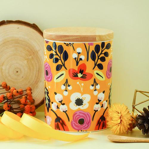 

Керамическая жестяная банка для хранения с рисунком и крышкой, герметичная жестяная банка для чая, бытовая цилиндрическая шкатулка для драгоценностей, флакон для ароматической свечи, кухонный контейнер для продуктов