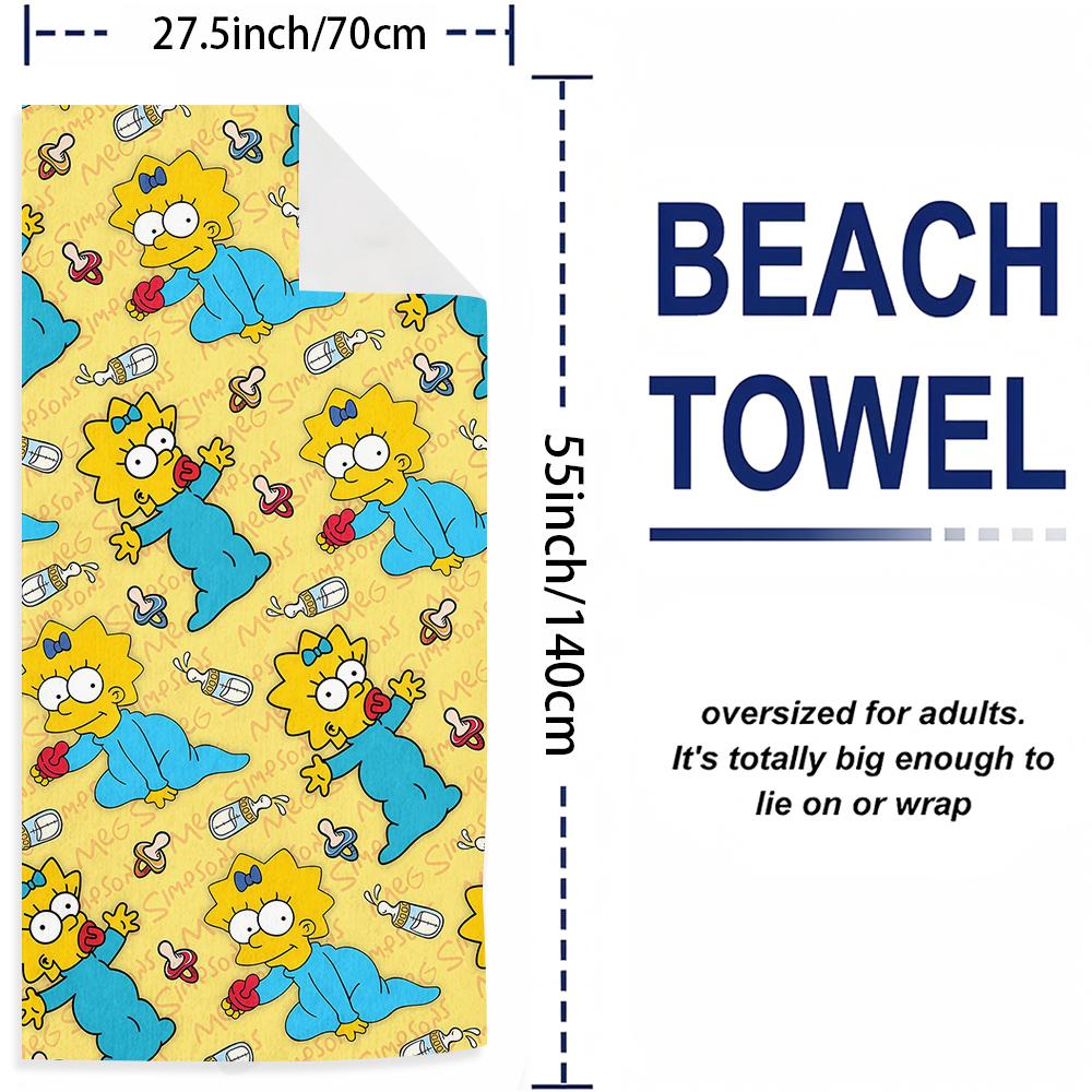 Cartoon character Simpsons Microfiber Quick Dry Beach Towel Cute Cartoon Anime Absorbent Soft Bath Towel for Travel Adult Kids