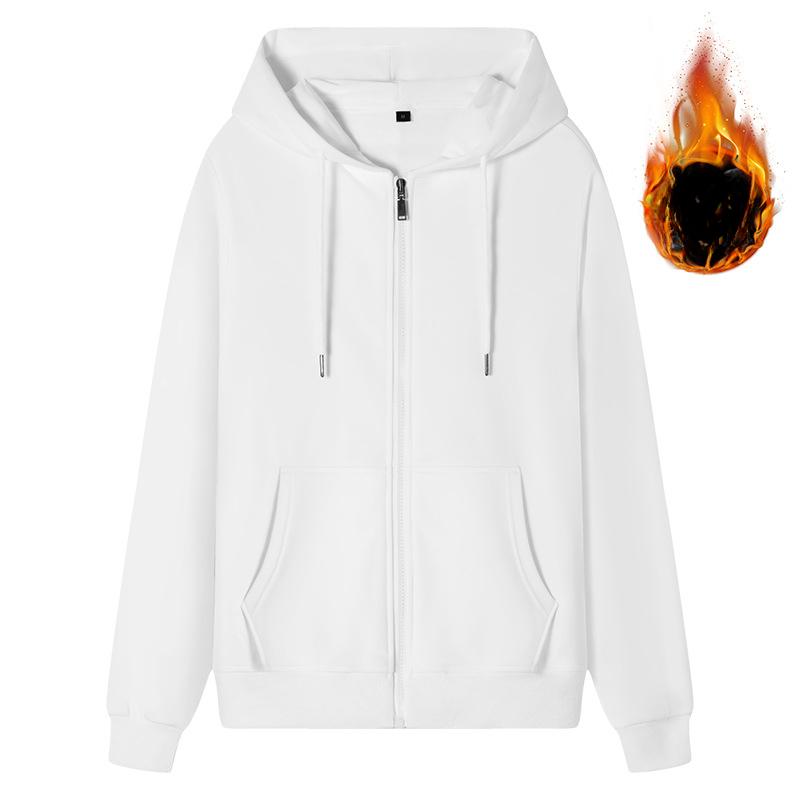 100% Cotton Cardigan Zipper Sweater Hooded Autumn and Winter Loose Sports Casual Jacket Top Men