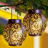 1pc Outdoor Solar Hanging Lantern Lights, LED Metal Lantern SolarLamp, Outdoor Light Hanging Hollow Shadow Projection Light