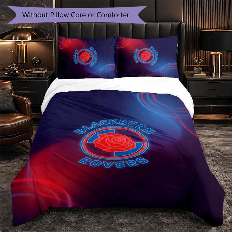 Set Biancheria da Letto Calcio Blackburn Rovers 3 Pezzi Morbido Copripiumino con Federe Set Decorazione Camera da Letto per la Casa