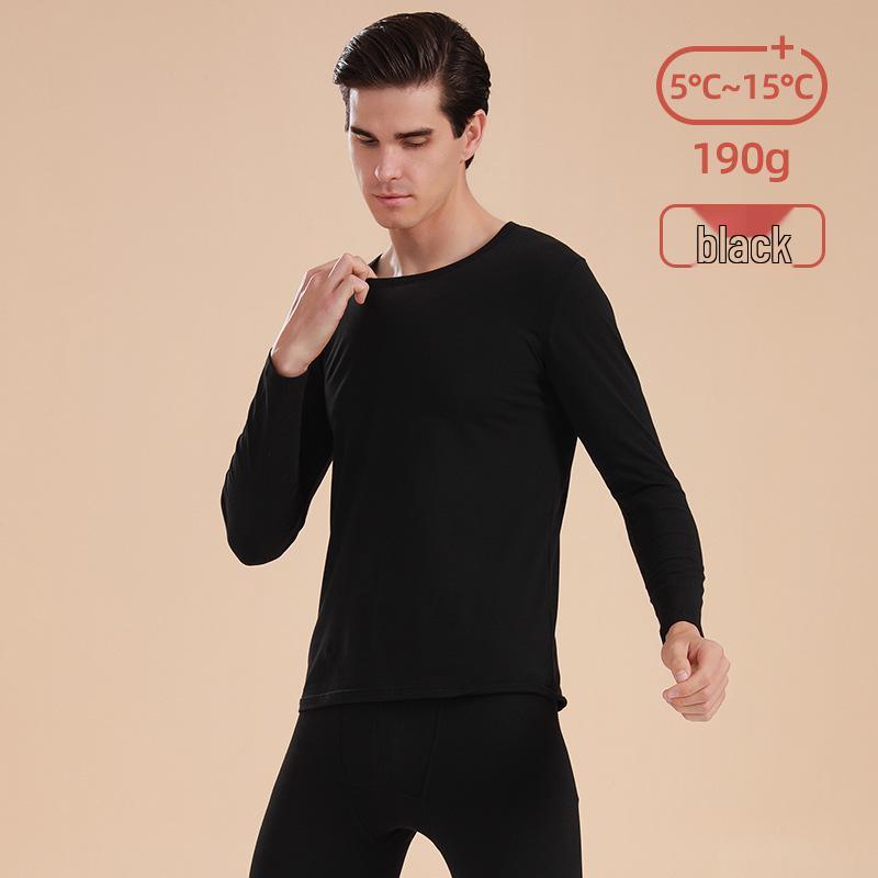 

Мужской прилегающий теплый комплект нижнего белья из 100% хлопка: Осенне-весенний базовый слой и фланелевая рубашка XL (130-150 lbs) чёрный