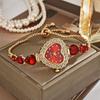 Elegant Alloy Women Watch Heart-shaped Diamond Quartz Wristwatch Adjustable Strap Bracelet Watch Daily