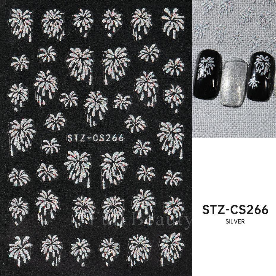 Nail Art Stickers, Japanese Romantic Laser Magic Gold And Silver Fireworks Bloom Adhesive Nail Stickers