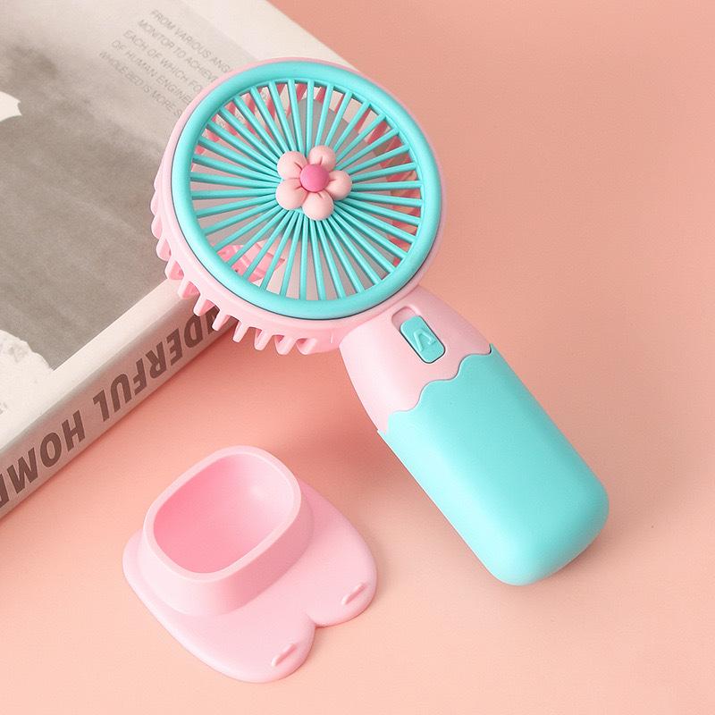 Portable Handheld Mini Fan with LED Light, USB Rechargeable, Quiet 3-Speed Cooling Fan