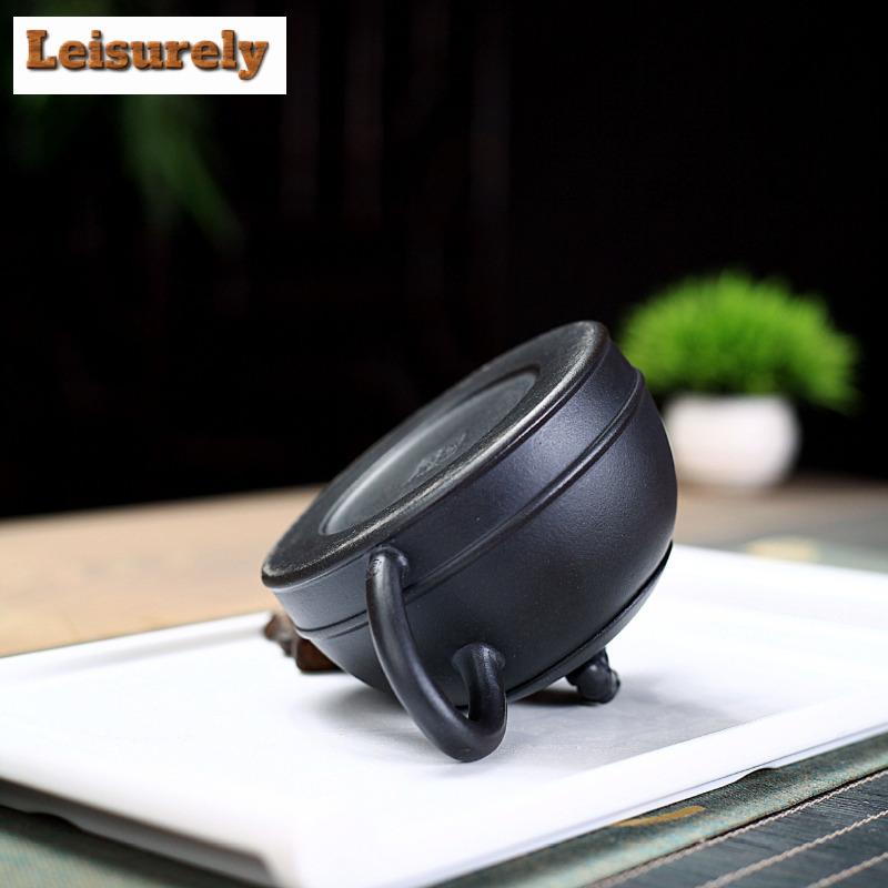 270ml Elegant Yixing Purple Clay Teapots Famous Artists Handmade Lucky Lion Pot Raw Ore Black Mud Tea Making Kettle Zisha Teaset