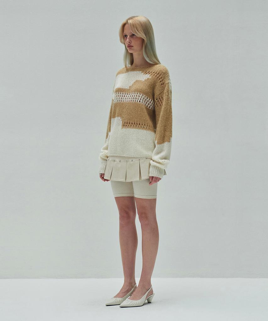 Daiaegeuneol Loose Color Mix Knit (Beige)