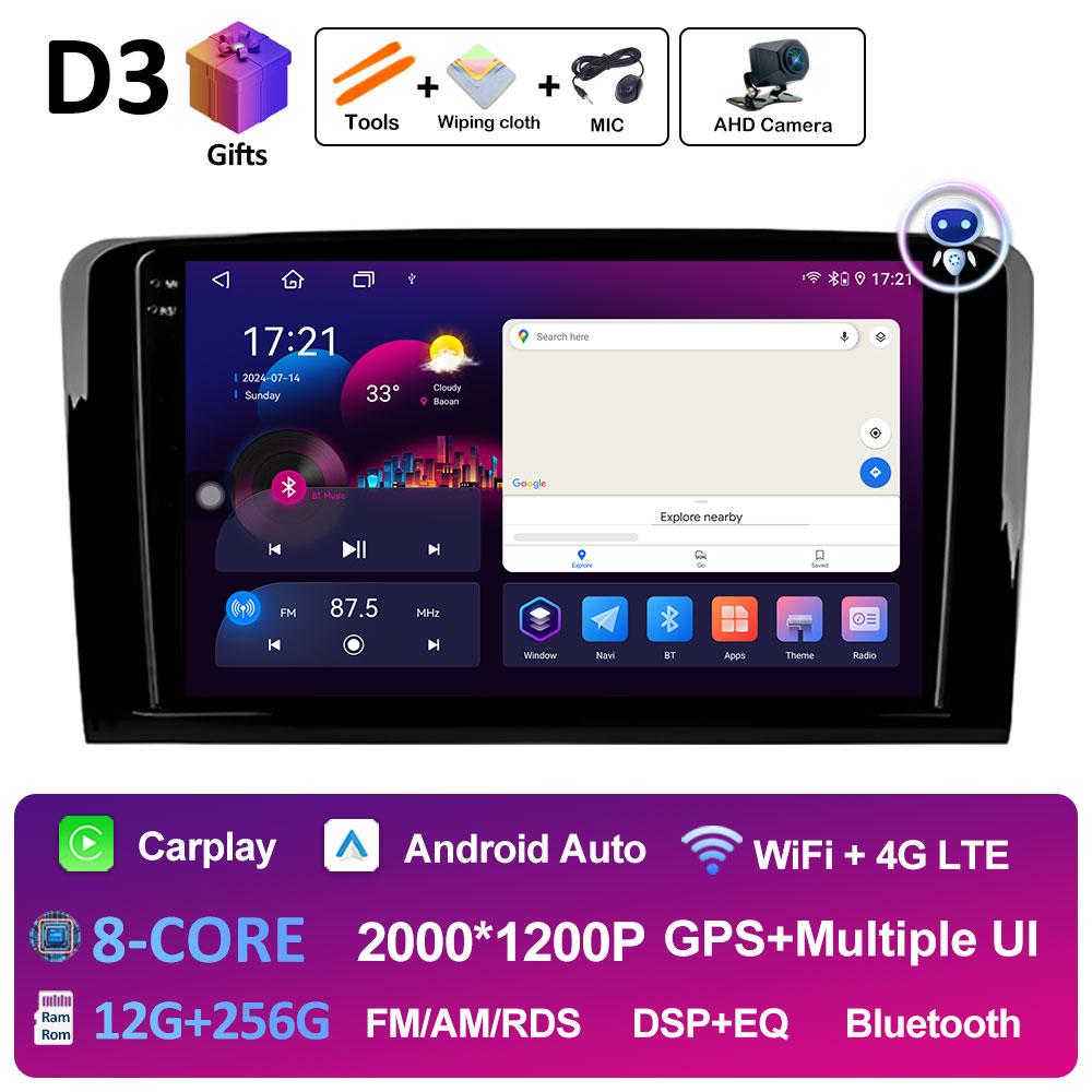 Player Radio Video Multimedia Auto Android 14 Pentru Mercedes Benz CLASS ML W164 Wireless Carplay Ventilator Răcire DSP Stereo Accesorii