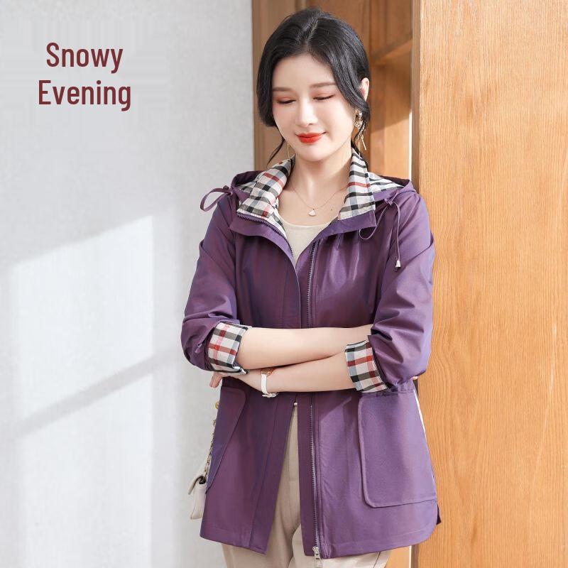 XUEXI Women's Hooded Windbreaker Jacket for Middle-Aged Women