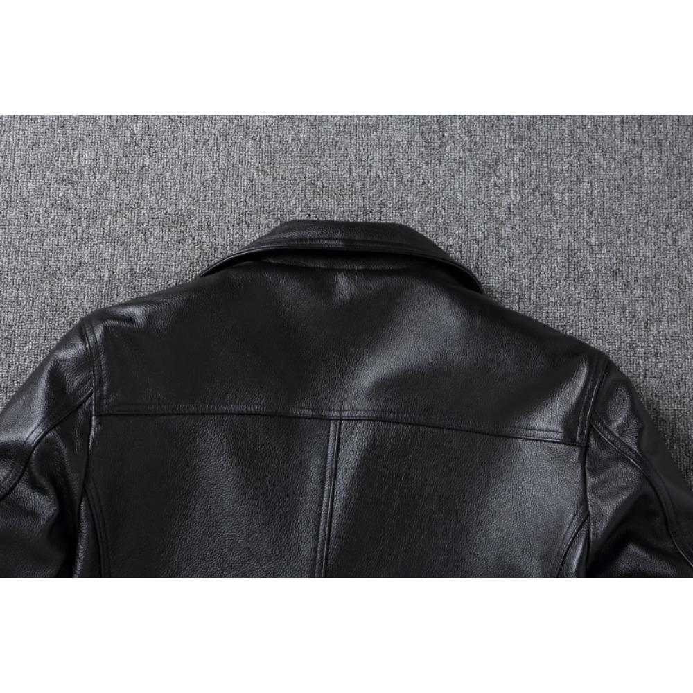 Chinese Size Men Leather Coat Genuine Soft Cowhide Leather Classic Turn Down Collar Leather Jackets For Men Clothing Autumn