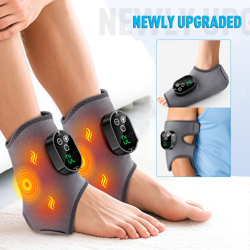 3-in-1 Electric Heated Ankle Guard Massager for Right Left Foot Hand Cordless Ankle Wrist Brace Vibration Massage Wristband