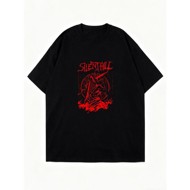 T-shirt Oversize Nera Silent Hill Logo Rosso e Grafica per Abbigliamento Casual e Fan di Videogiochi